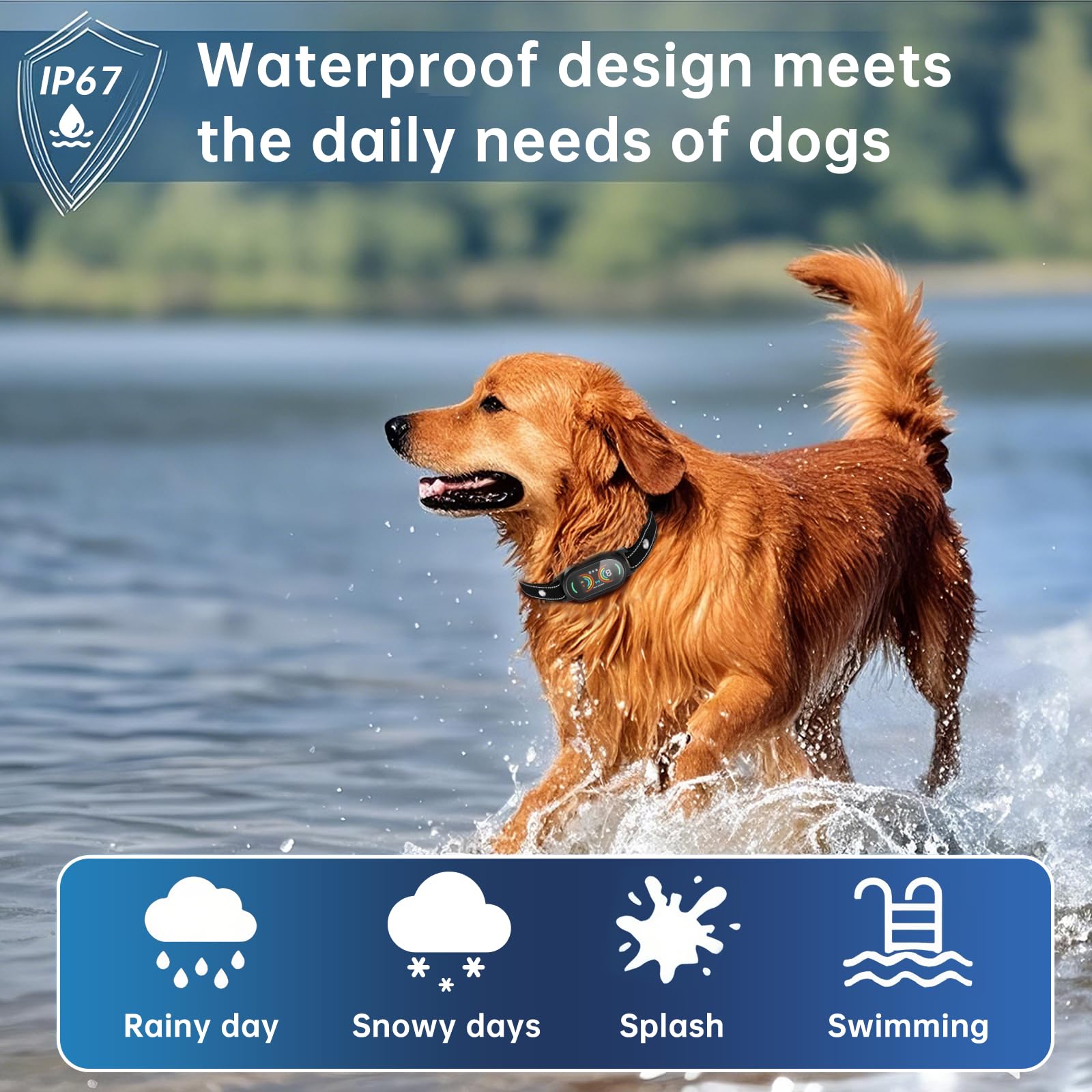 Smoothway Dog Bark Collar, Auto Bark Collar With Adjustable Sensitivity & 4 Modes, Ip67 Waterproof Rechargeable Anti Barking Col